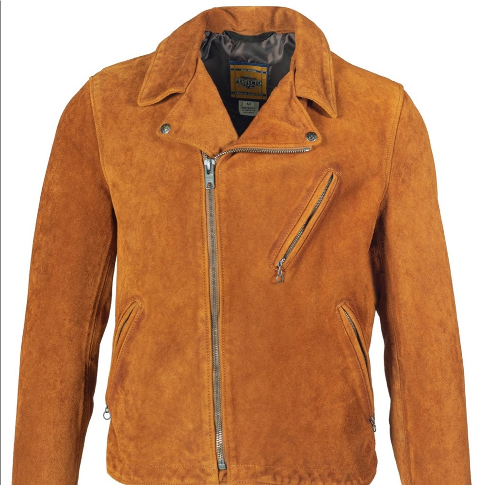 Schott NYC Tobacco Suede Motorcycle Jacket